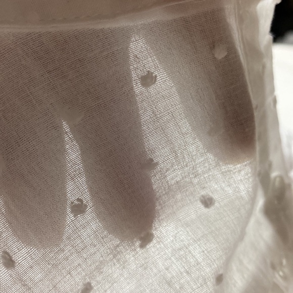 ALICE BLUE WHITE EYELET CREW NECK BUTTON DOWN LONG SLEEVE TOP BLOUSE SIZE LARGE - Picture 12 of 12